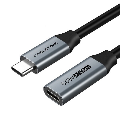 Extension Kabelis USB 3.0 Type-C (M) - USB Type-C (F), 5Gbps, 60W, 4K/60Hz, 0.5m