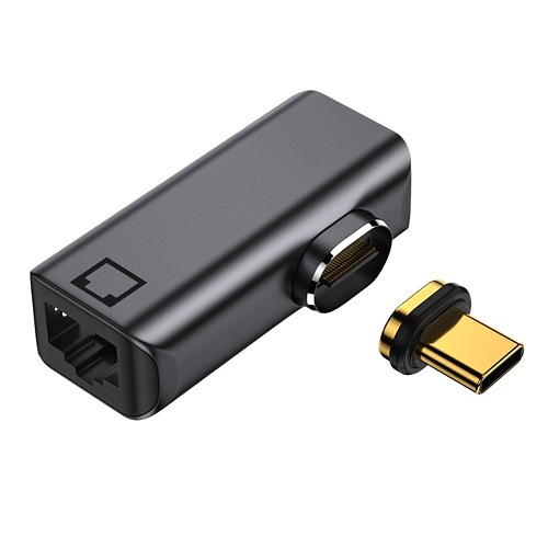 Magnētiskais USB Type-C - RJ-45 adapteris, 100/1000Mb