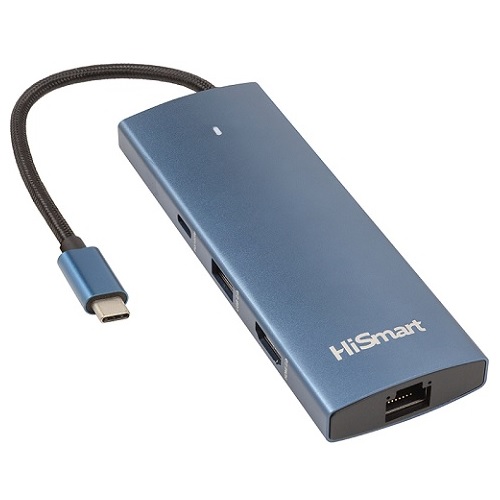 Adapteris USB Type-C uz HDMI, LAN, 3x USB Type-A, 1x USB Type-C, PD100W, SD+TF