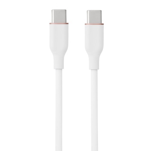 Silicone Kabelis USB Type-C - Type-C, 60W, (balts, 1m)