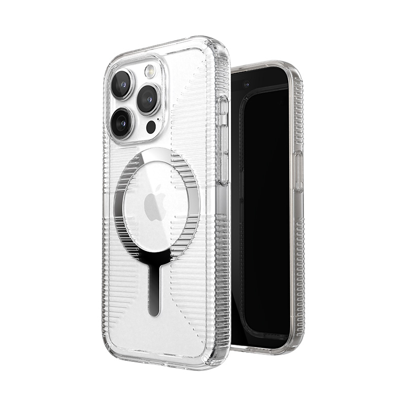 Speck Gemshell Grip + MagSafe - maciņš iPhone 15 Pro (Clear / Chrome Finish)
