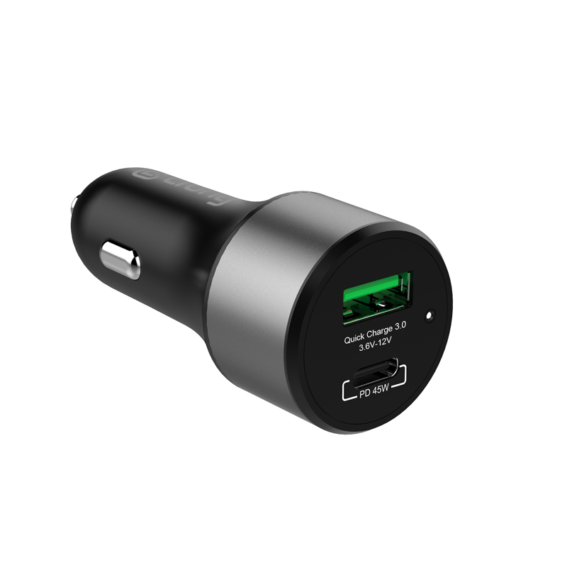Crong Power auto lādētājs 63W – USB-C PD 45W auto lādētājs + USB QC 3.0 18W (melns)