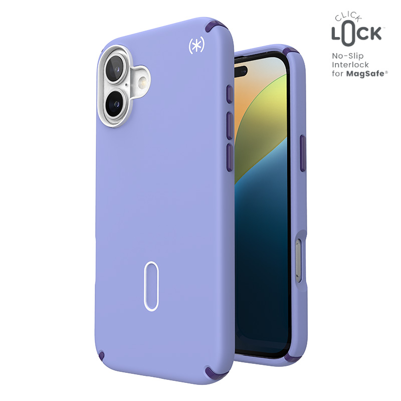 Speck Presidio2 Pro ClickLock & MagSafe - iPhone 16 Plus maciņš (Future Lavender / Cassis violets / balts)