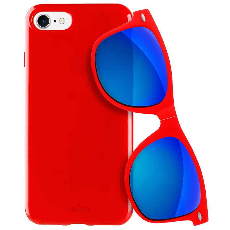PURO Sunny Kit - maciņš set iPhone SE (2022/2020) / 8/7 + foldable sunglasses (sarkans)