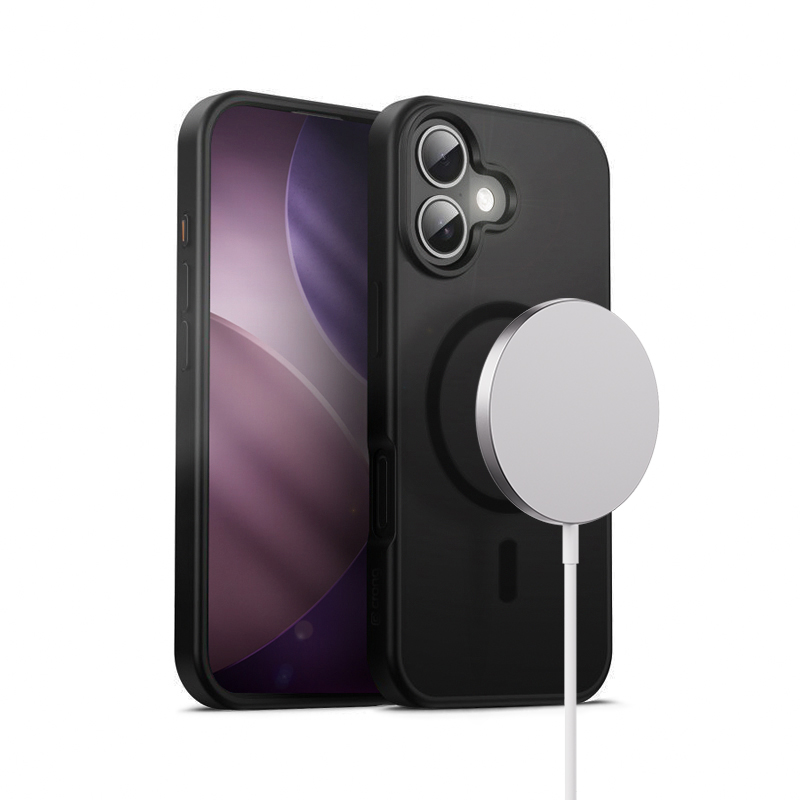 Crong Hybrid Frost MAG Cover - MagSafe iPhone 17 maciņš (melns)