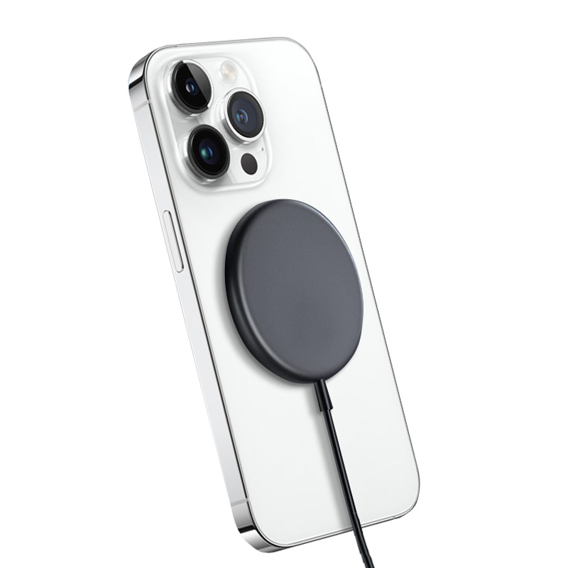 Crong MagSpot bezvadu lādētājs – Aluminum MagSafe 15W Inductive lādētājs (Graphite)