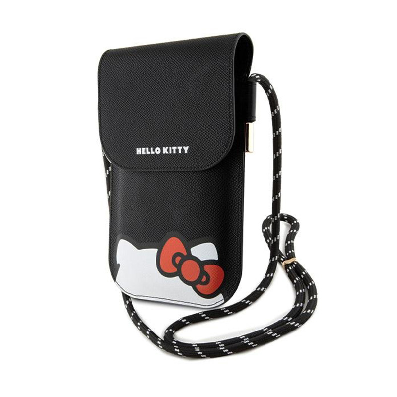 Hello Kitty Leather Hiding Kitty Cord - Phone crossbody bag (melns)