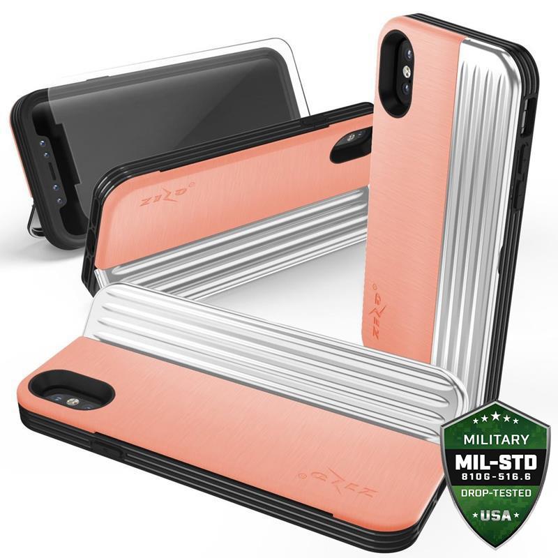 Zizo Retro Series - Wallet Back with Magnetic Closure and Built-In Kickstand iPhone Xs / X (persiku/sudrabs)
