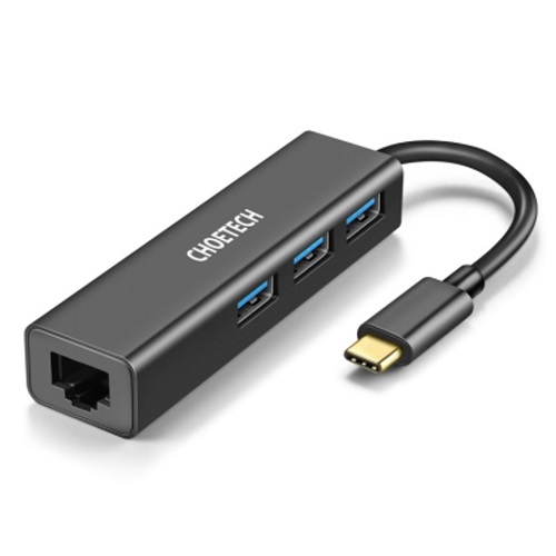 CHOETECH adapteris USB Type-C uz 1x RJ-45, 3x USB Type-A
