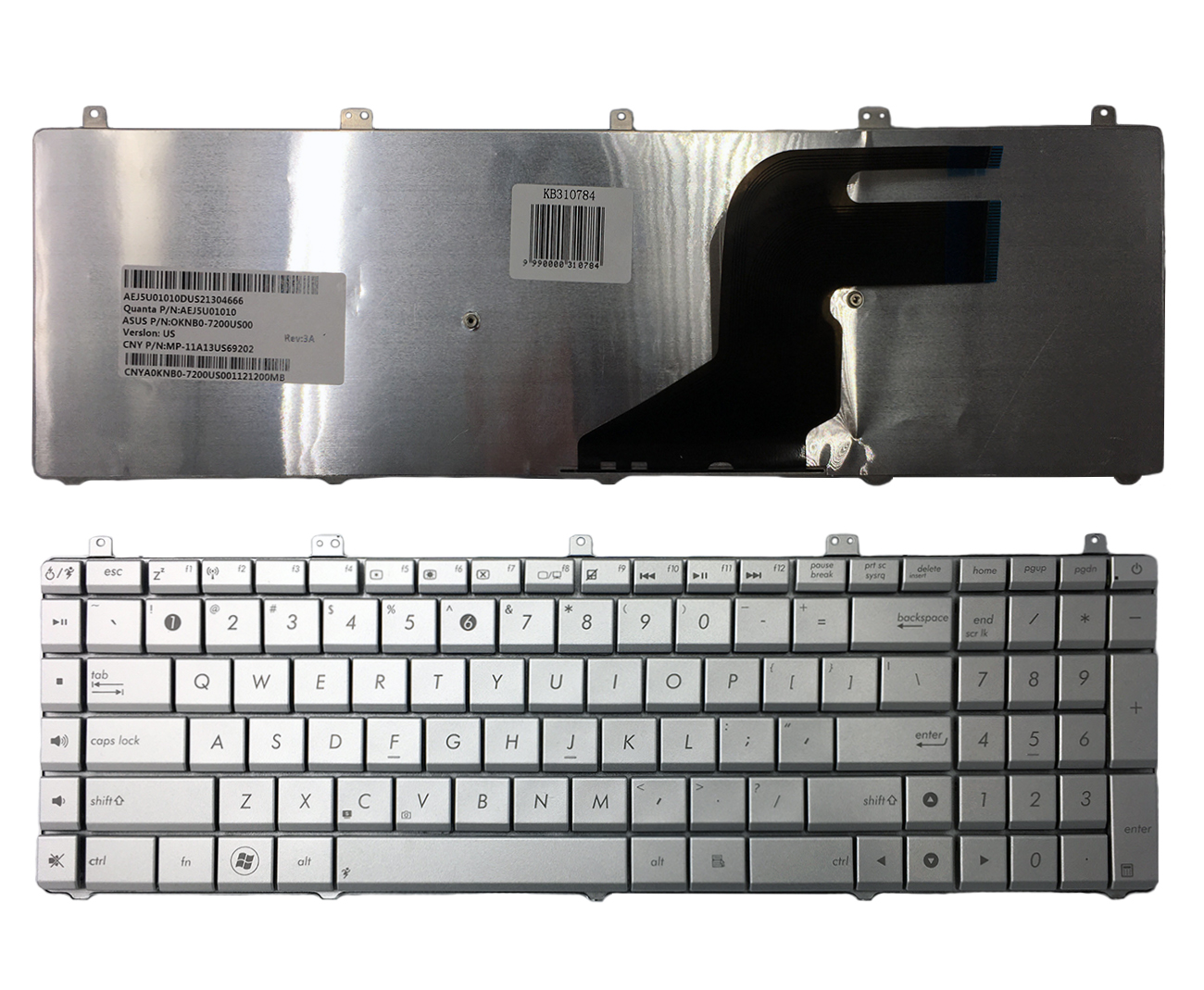 Keyboard ASUS N55 N55SL (sudrabs)