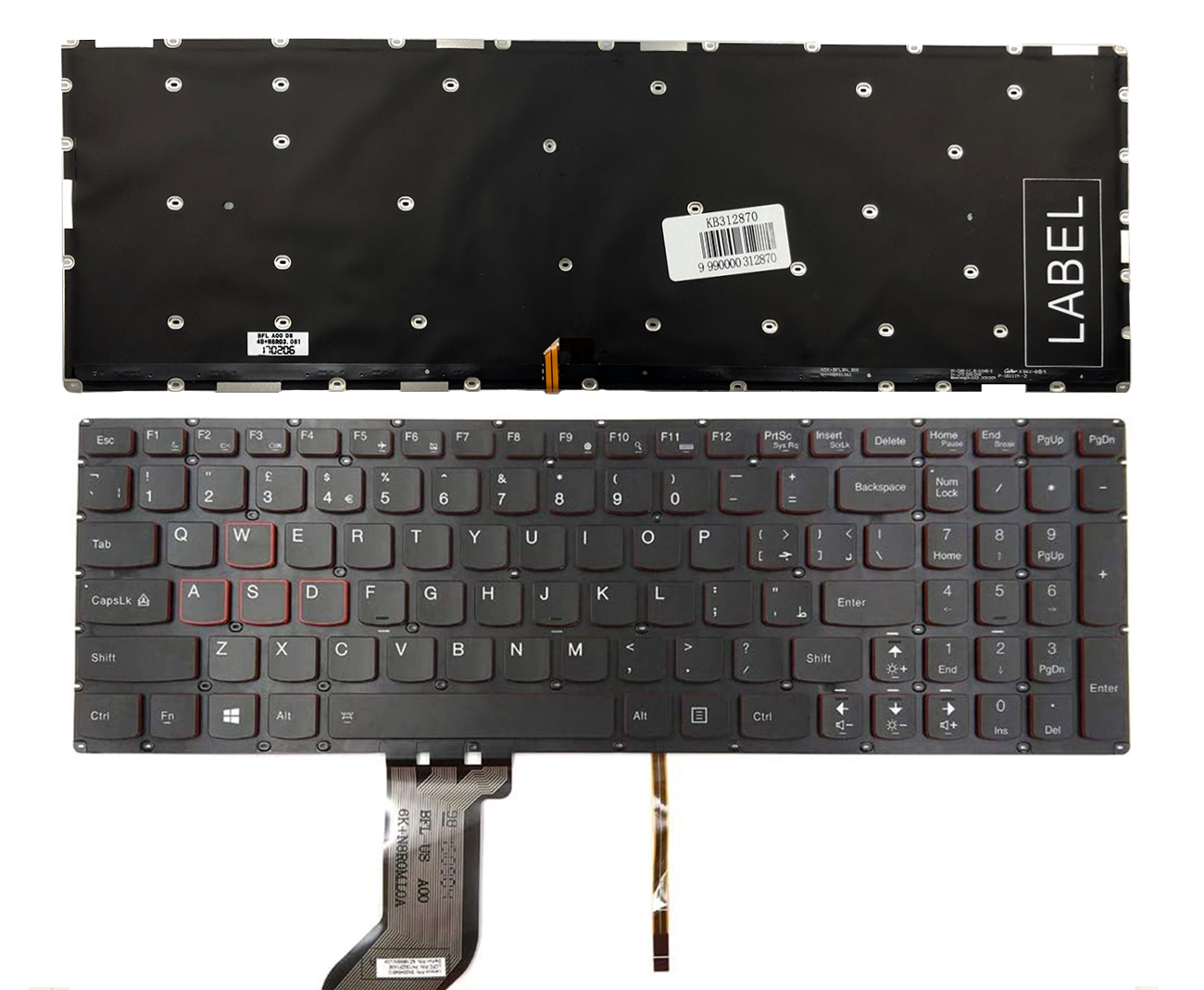 Keyboard Lenovo: Ideapad Y700, Y700-15ISK, Y700-17ISK ar backlight