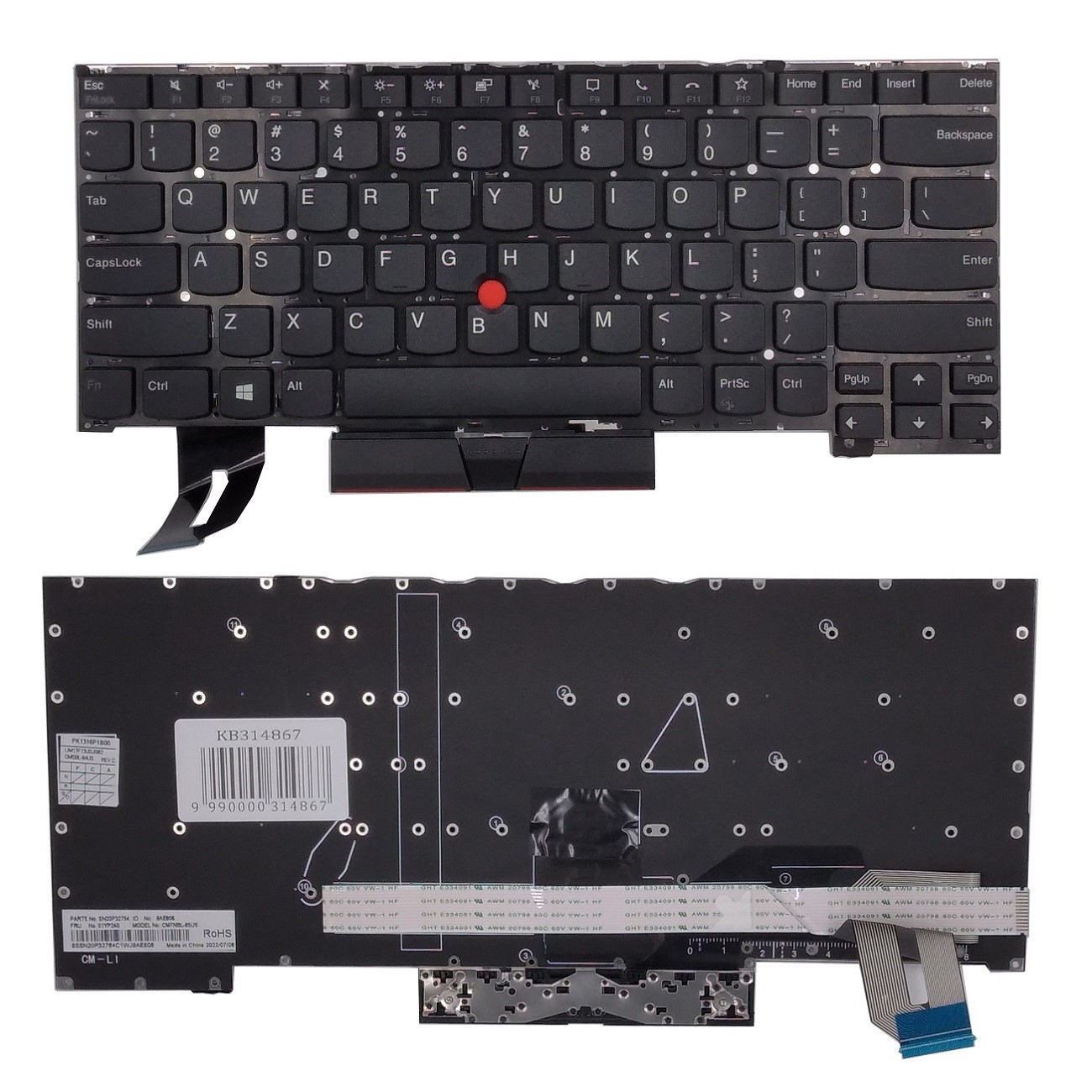 Keyboard LENOVO ThinkPad T14s, ar trackpoint, US
