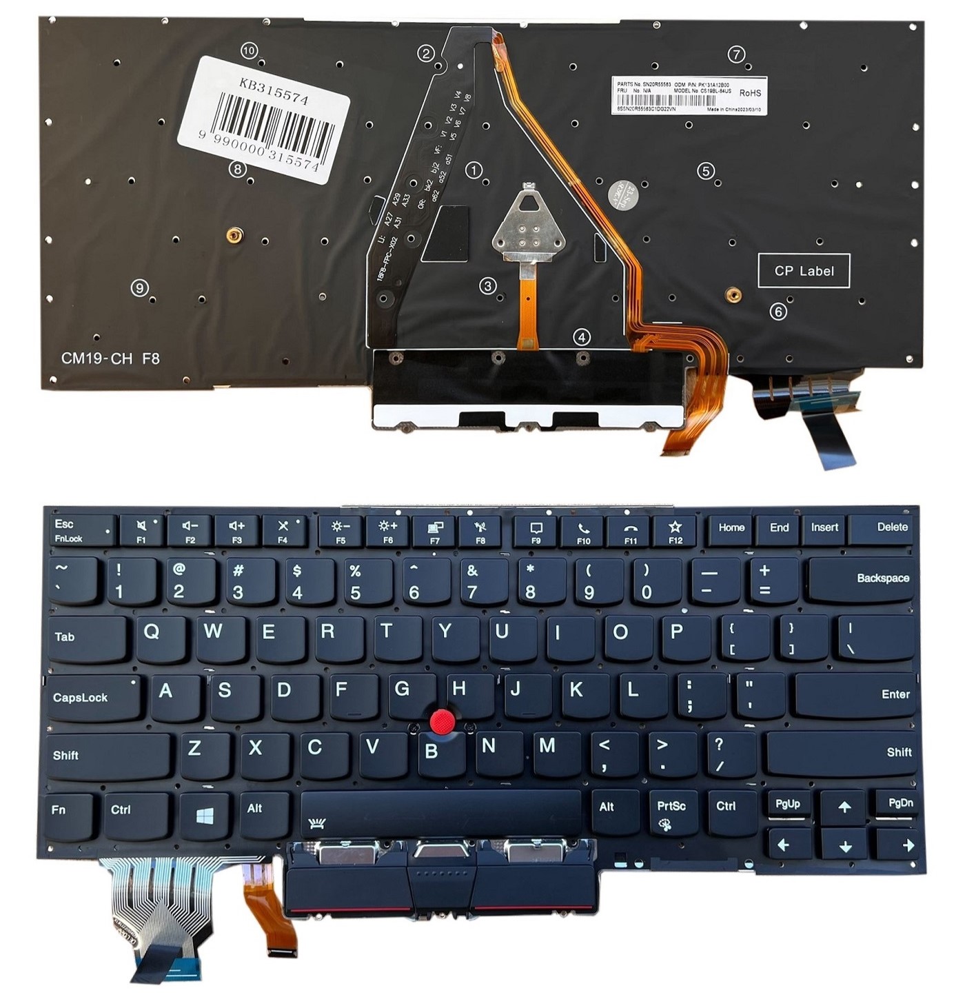 Keyboard LENOVO X1 Carbon Gen 8, ar Trackpoint, ar Backlight, US