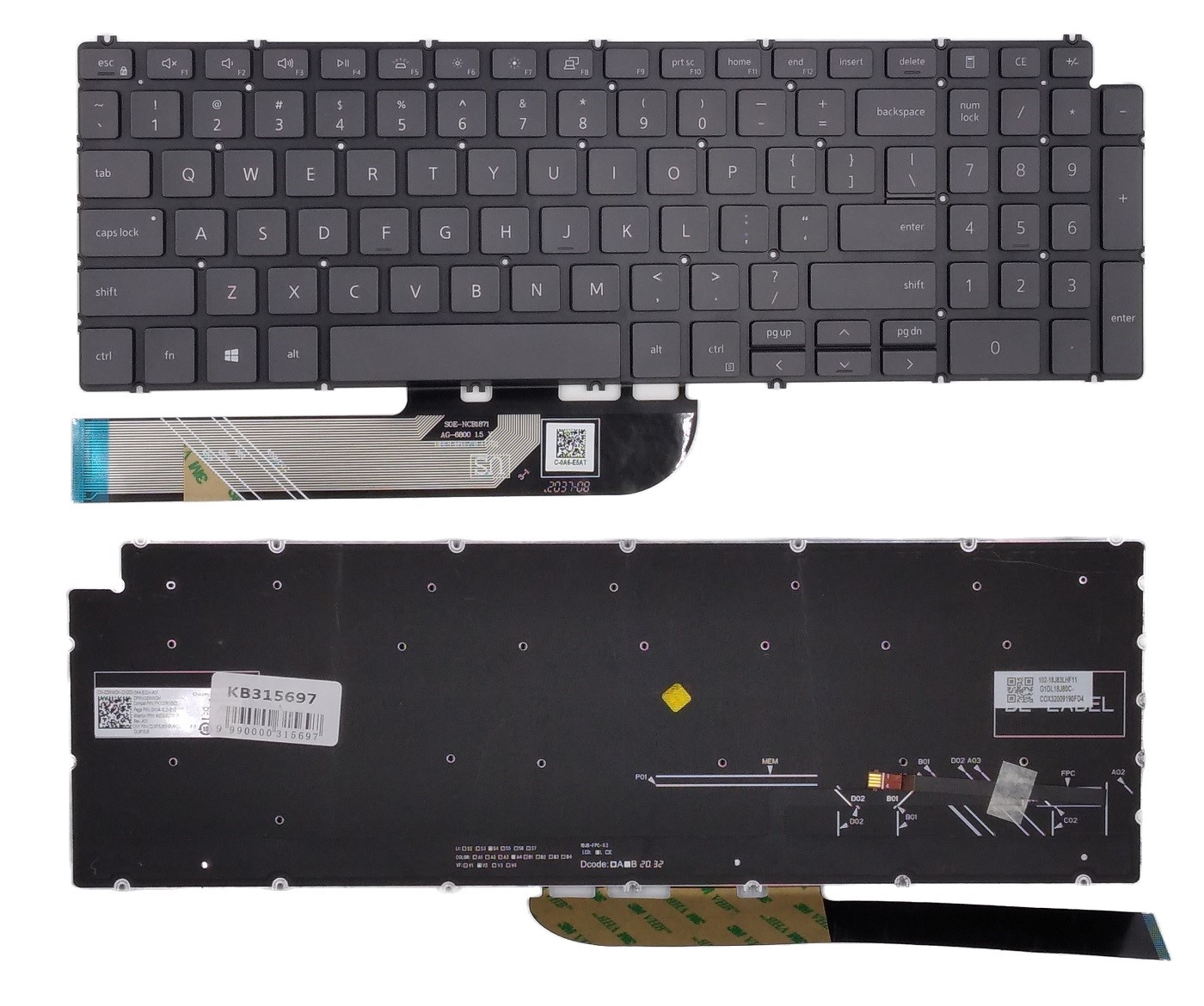 Keyboard DELL Inspiron 5584, 5590, 5593, 5594, 5598, ar Backlight