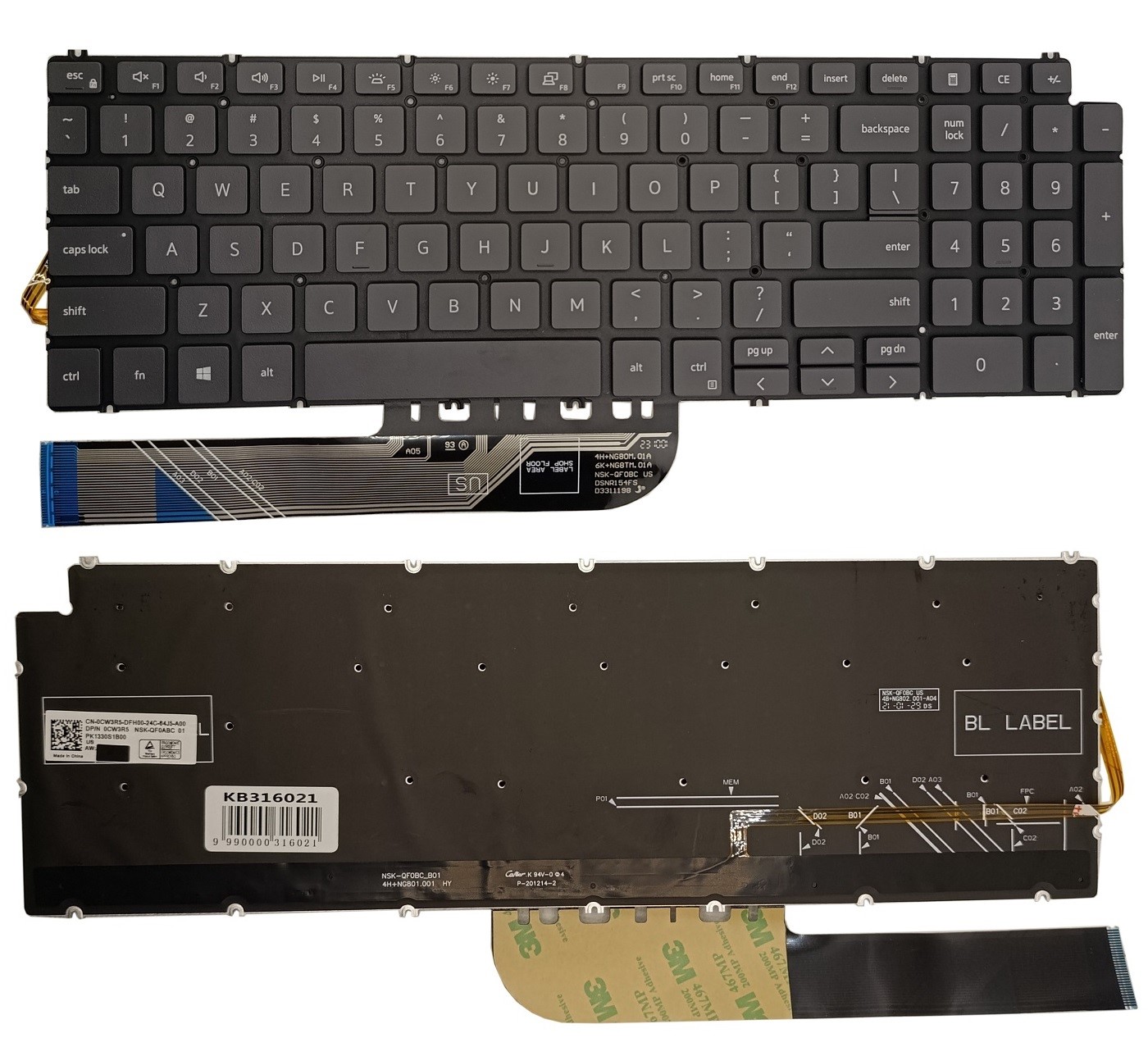 Keyboard DELL 5584, 5590, 5593, 5594, 5598, ar backlight, US