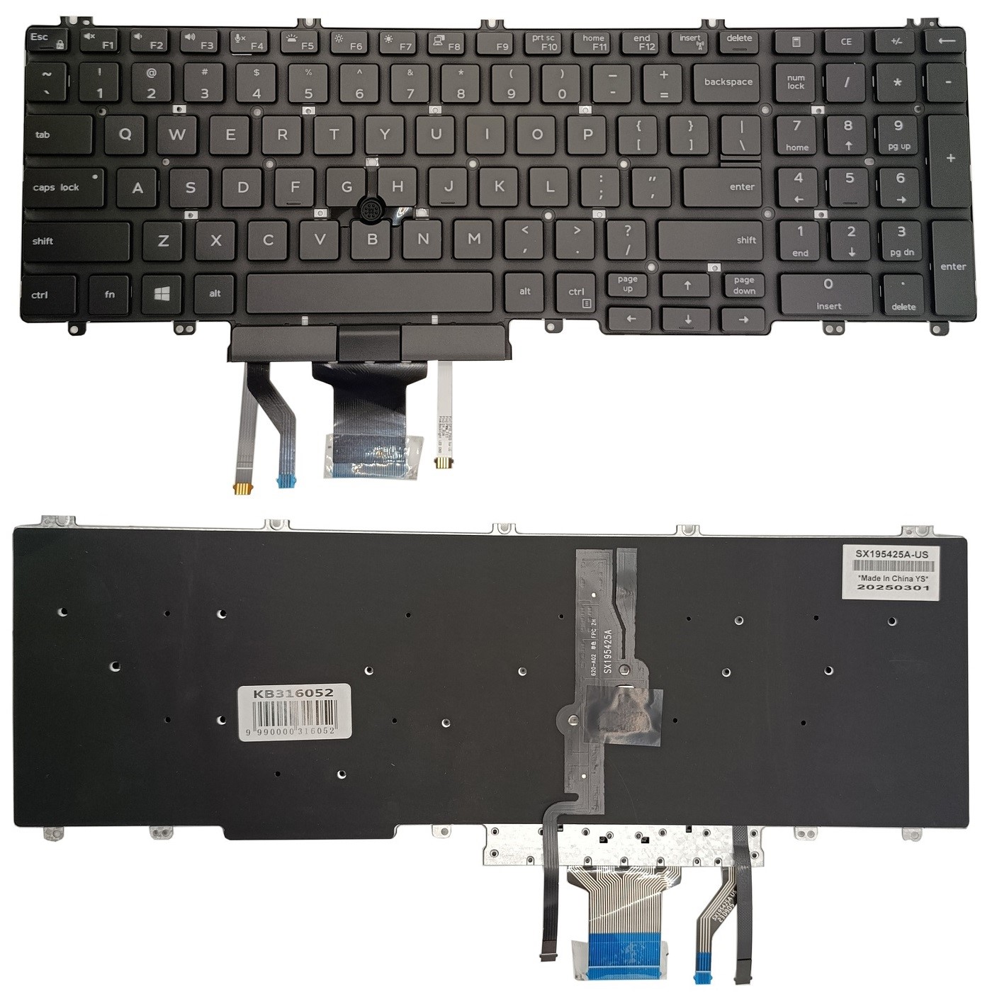 Keyboard DELL Latitude 5500, ar backlight un trackpoint