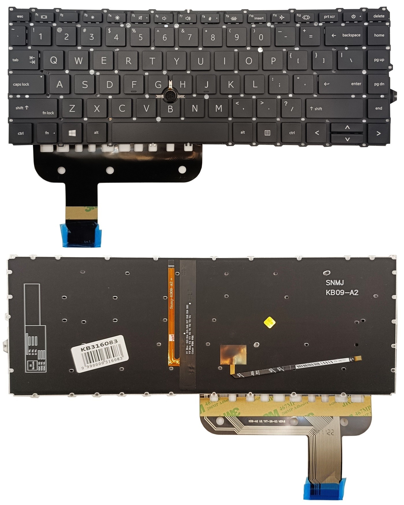 Keyboard HP EliteBook 845 G7, ar backlight un trackpoint