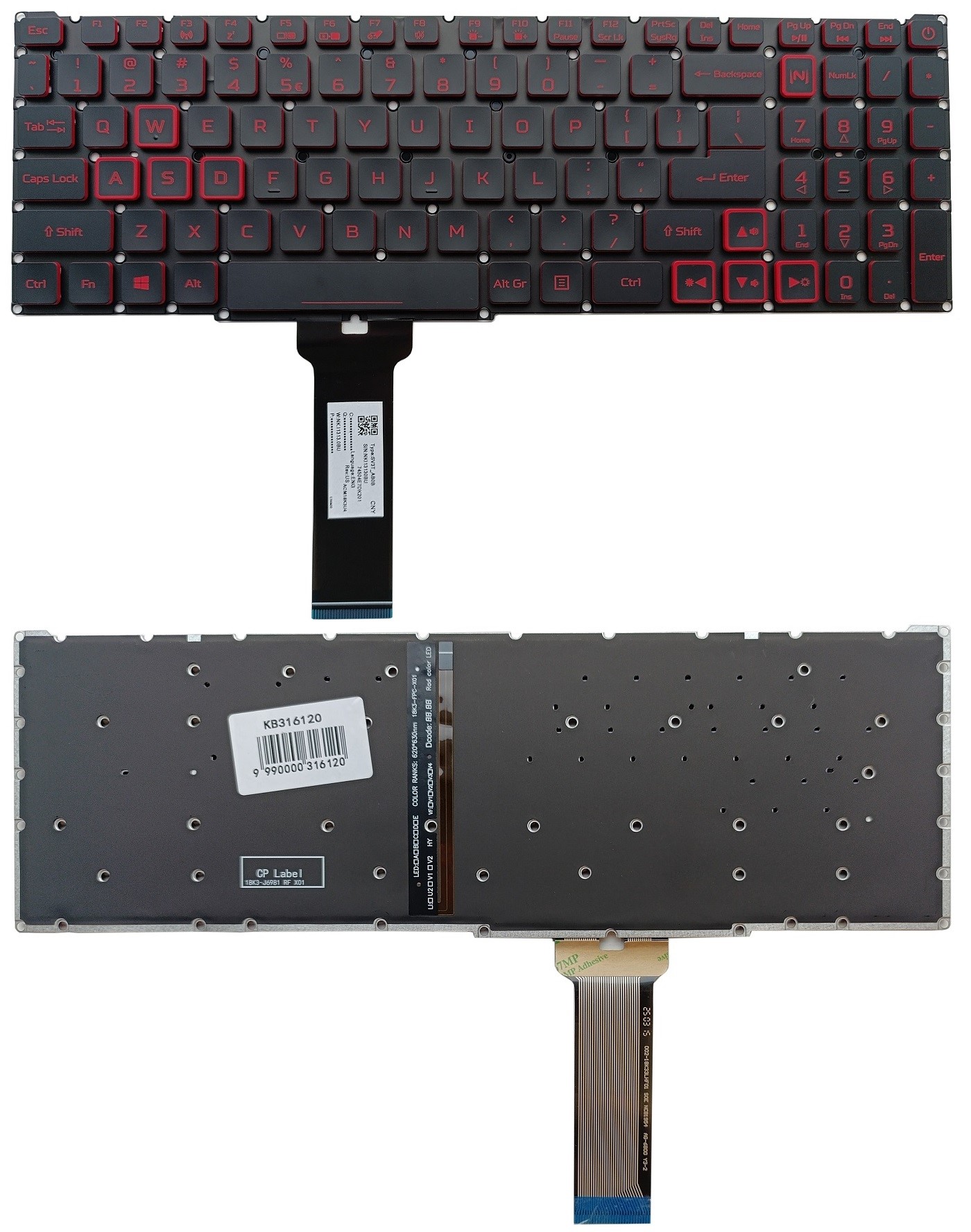 Keyboard ACER: Nitro 5 Gaming AN515-54, AN515-55, AN715-51 ar backlight