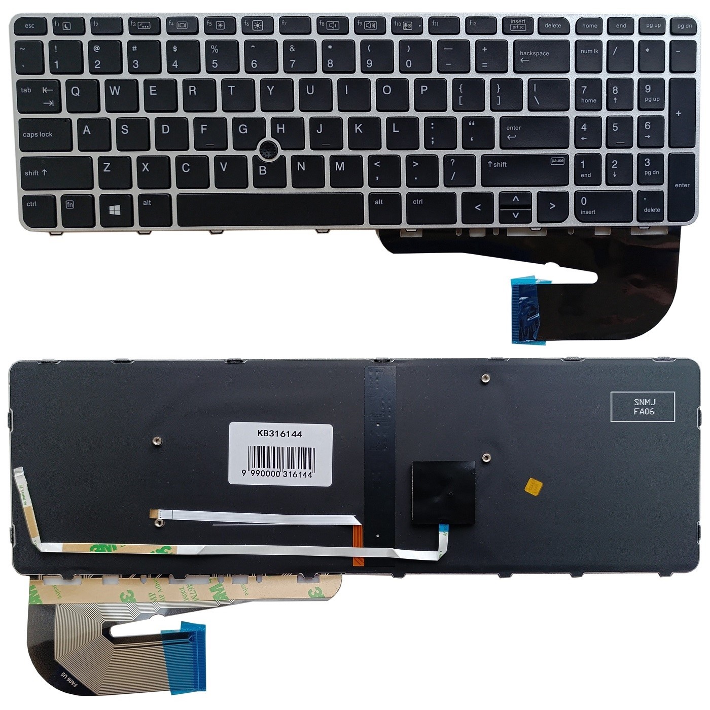 Keyboard HP EliteBook 850 G3, ZBook 15u G3, ar backlight un trackpoint