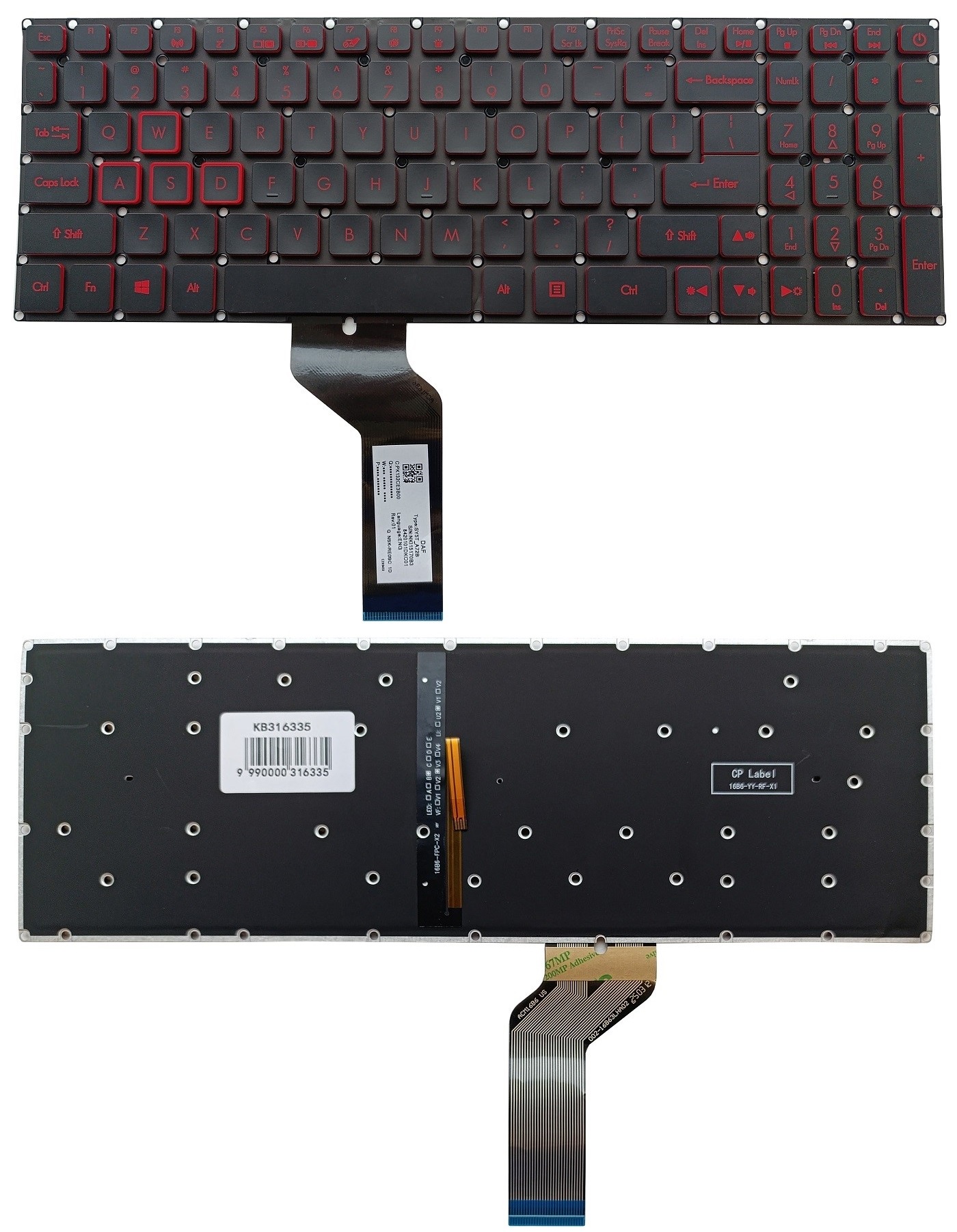 Keyboard ACER: Nitro AN515-51, AN515-52, AN515-53, AN515-42, ar backlight, US