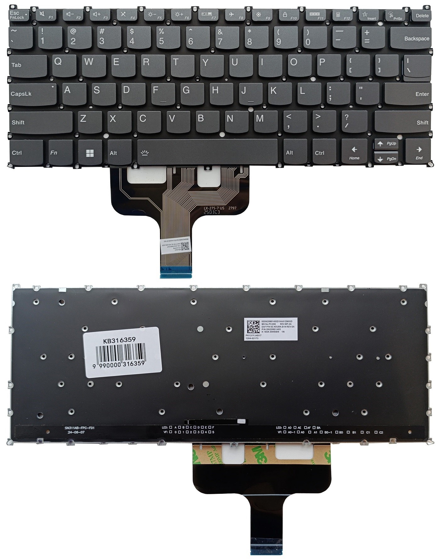 Keyboard LENOVO Yoga 7 14IAL7, ar backlight, US
