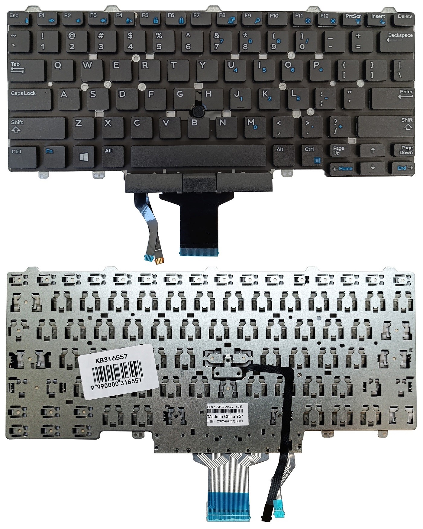 Keyboard DELL Latitude E3340 E5450 E7450, ar trackpoint, US