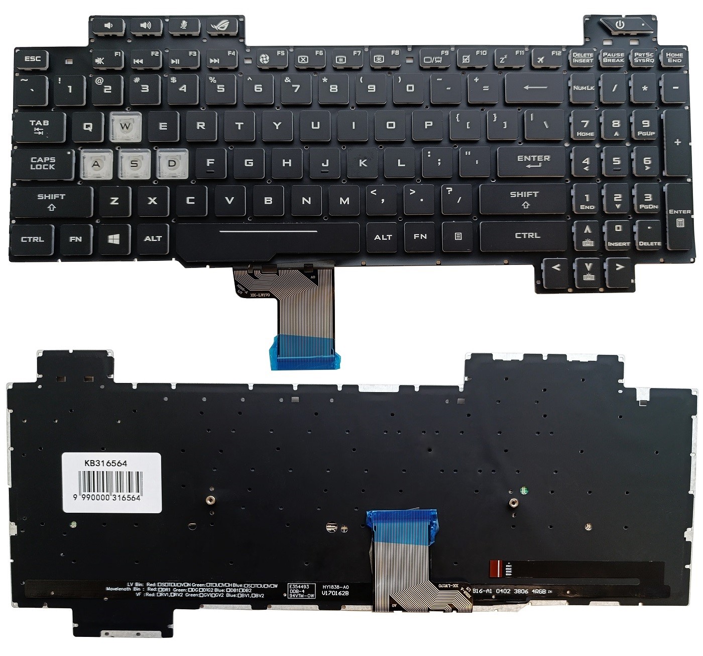 Keyboard ASUS Rog Strix Scar GL504, ar RGB backlight, US