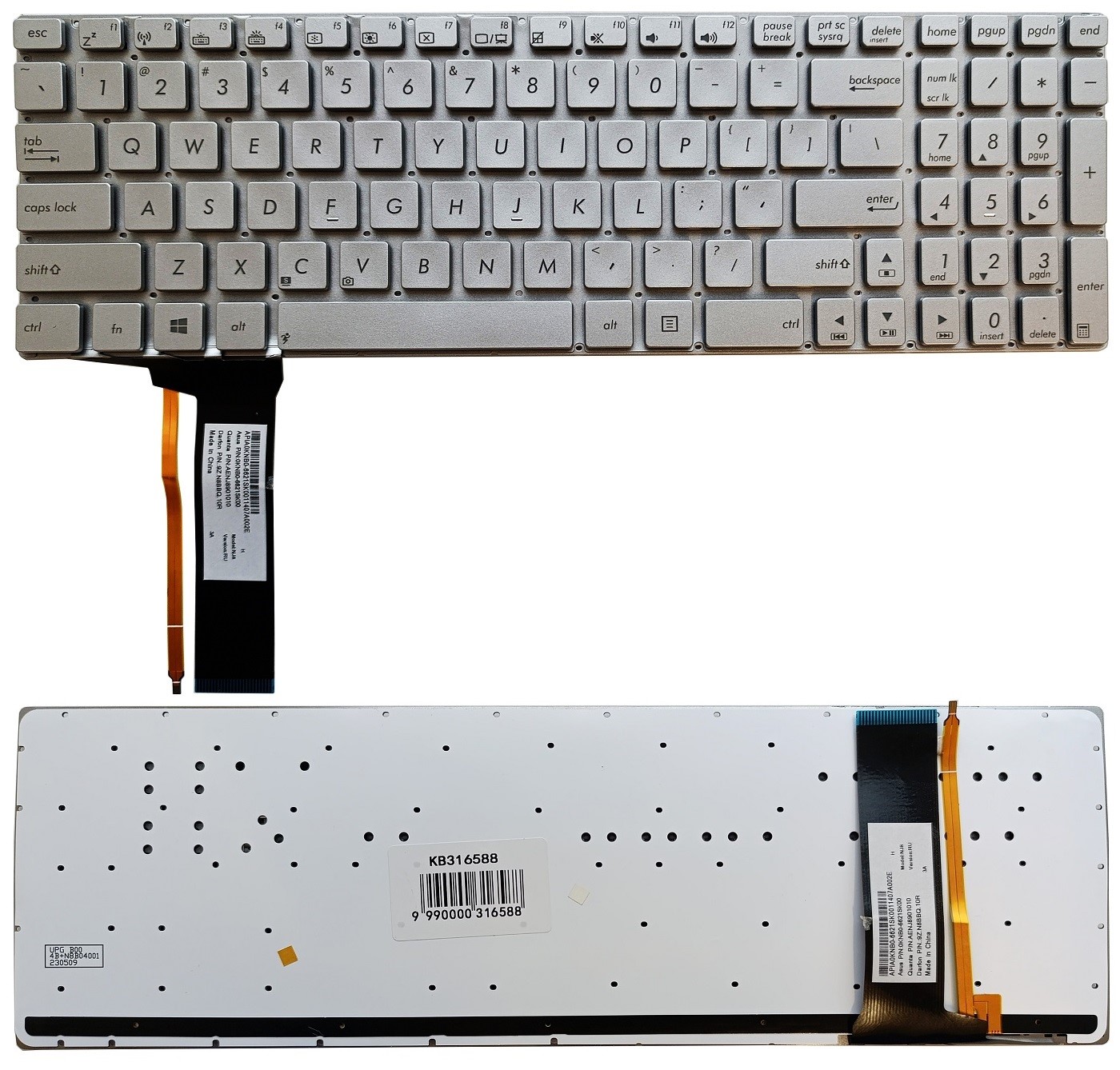 Keyboard ASUS N56, N76, N750, ar backlight, US