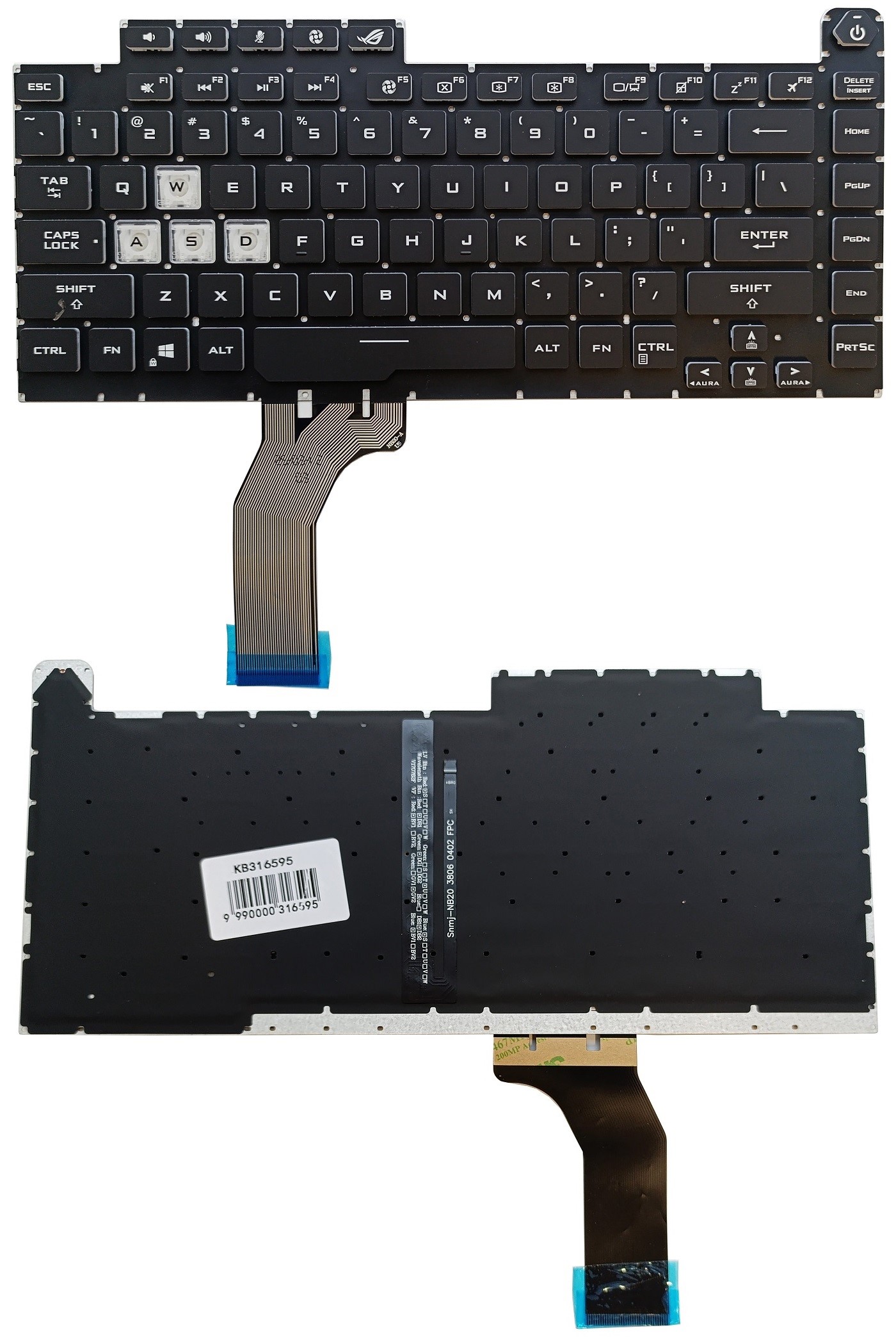 Keyboard ASUS G15 G531, G531G, G512, G512L, ar RGB backlight, US