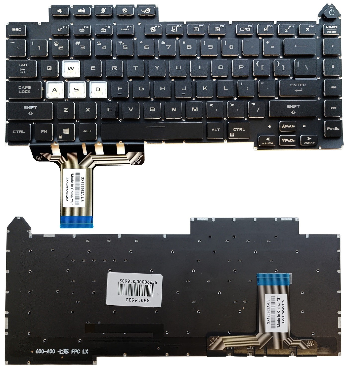 Keyboard ASUS G15 G513, G513Q, G533, ar RGB backlight, US