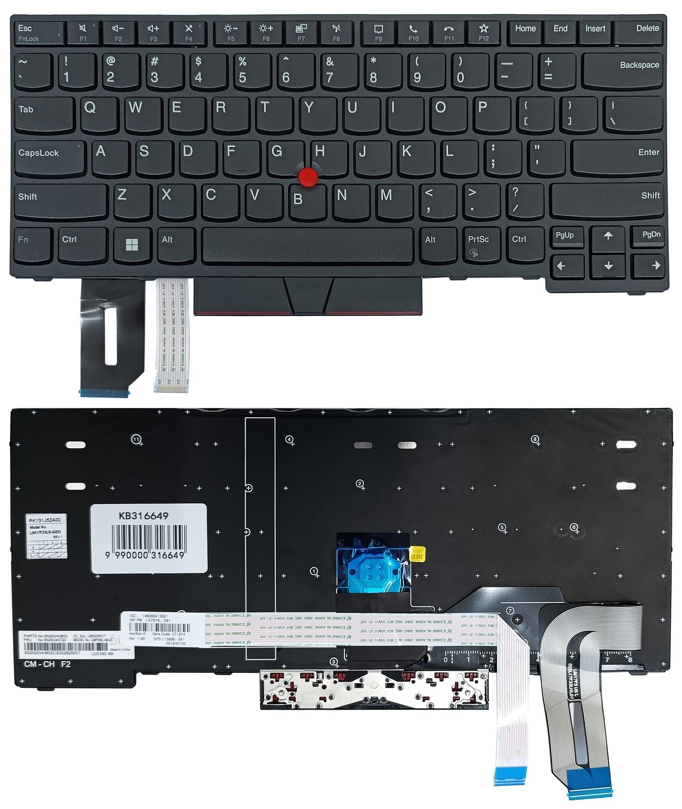 Keyboard LENOVO Thinkpad P14s, ar trackpoint, US