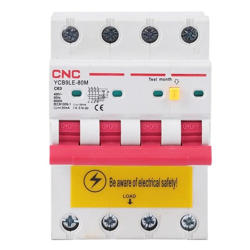 Residual Current Breaker ar Over-Current, 4P, 63A, class C, 30mA, 6kA