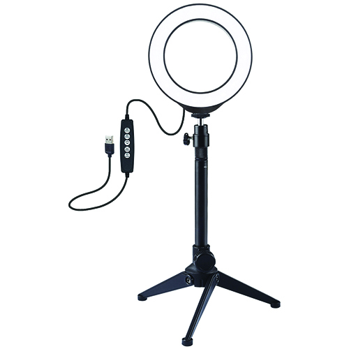 LED Ring Lamp 12cm Ar Desktop Tripod Mount Up To 24.5cm, USB, RGBW