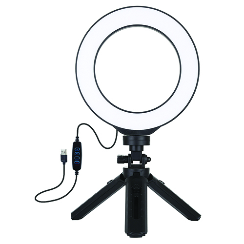 LED Ring Lamp 16cm Ar Pocket Tripod Mount 12-14.5cm, USB
