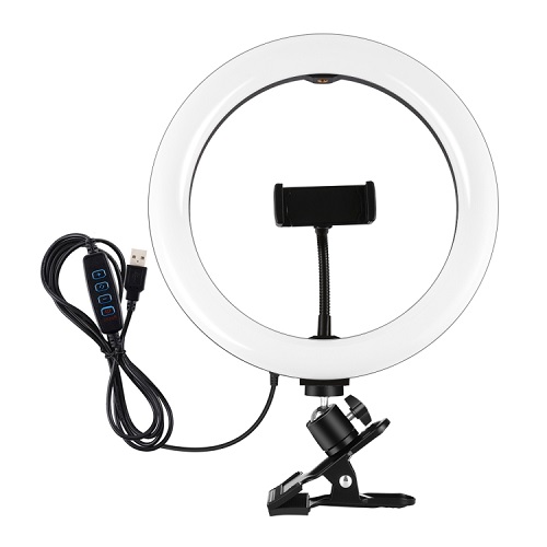 LED Ring Lamp 26cm, ar Phone Holder un Mounting Clamp, USB
