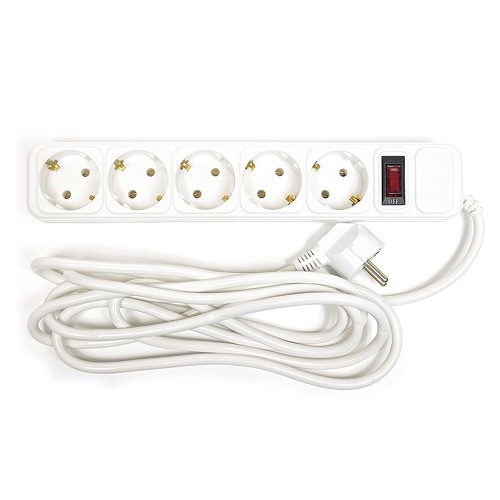 Extension cord 3m, 5 sockets, ar switch