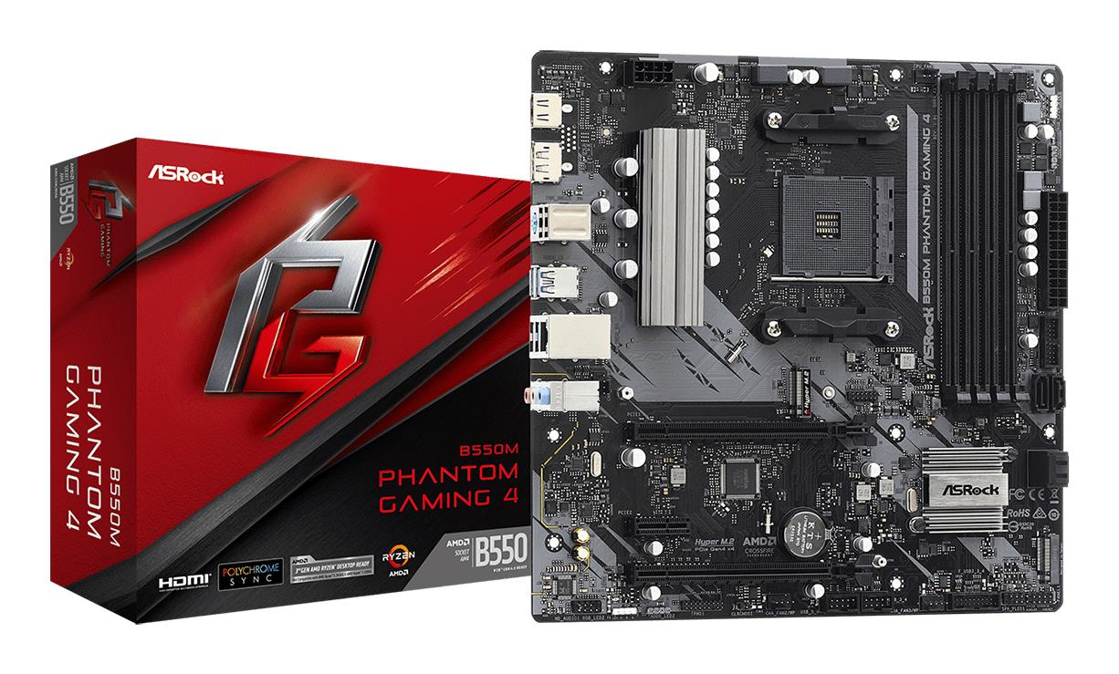 Mātesplate ASROCK B550M Phantom Gaming 4 AMD B550 SAM4 DDR4 MicroATX