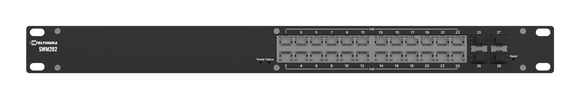 Switch|TELTONIKA|SWM282000200|Switch type Managed|Switch layer L2|24xRJ-45 ports|Power over Ethernet (PoE) Yes|24xPower over Ethernet plus (PoE+) ports quantity|SWM282